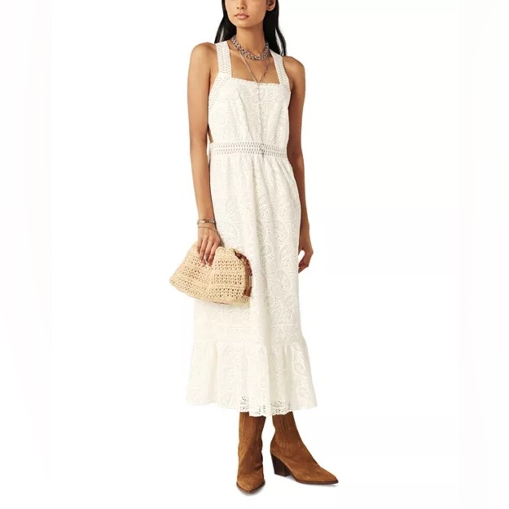 BA&SH Austin Midi Dress in Off White - Size 3 / Large